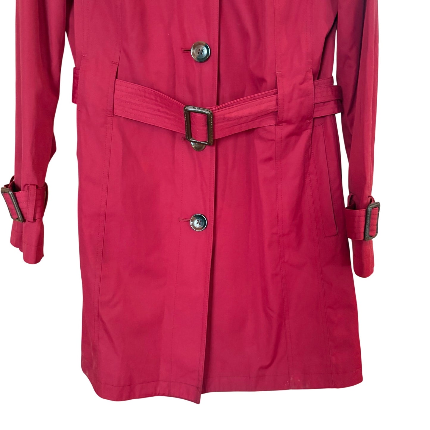 Michael Kors dark red hooded belted womens trench coat SIZE S