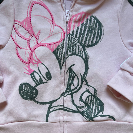Disney Minnie Mouse light pink full zip hooded toddler sweatshirt SIZE 3T