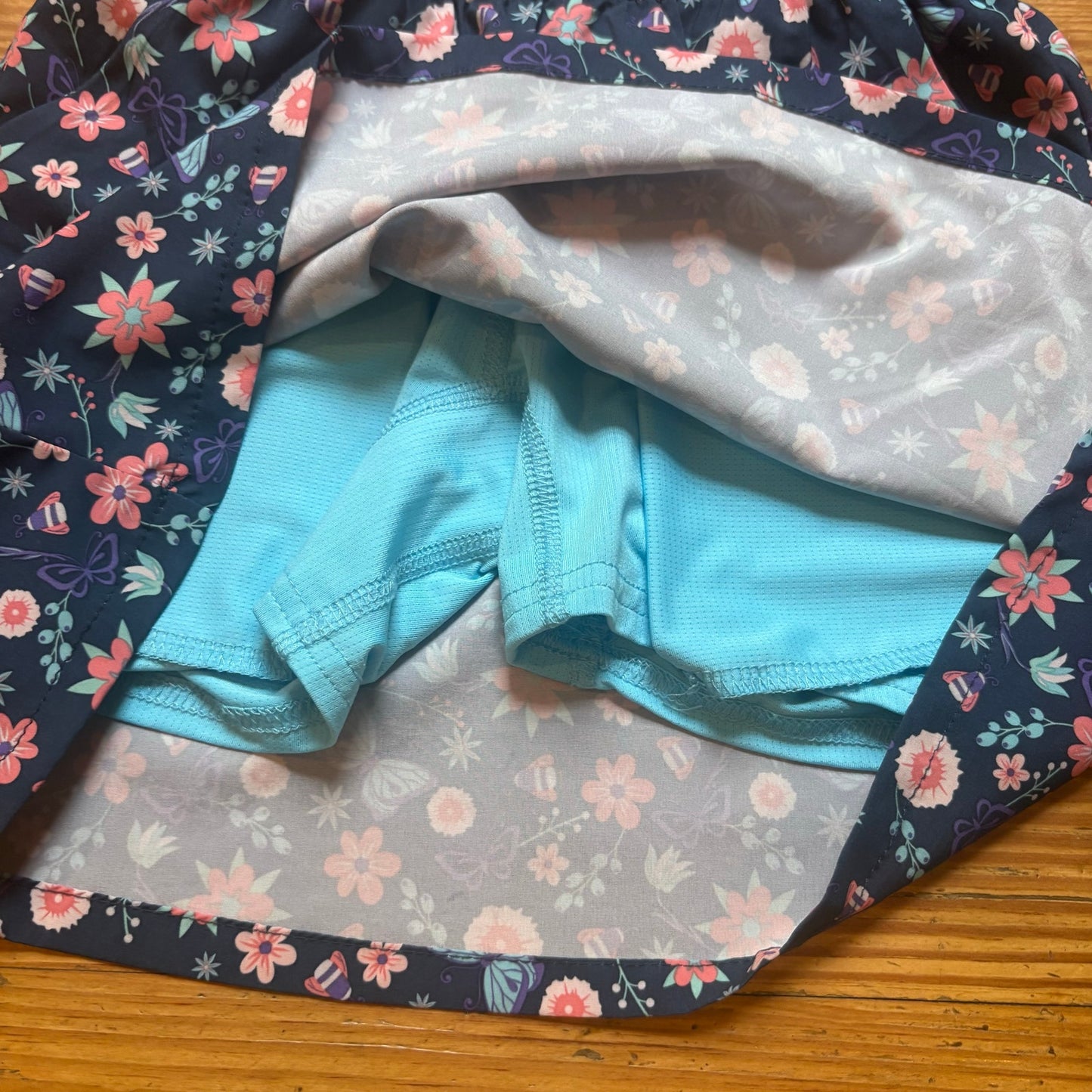 Pacific Trail blue floral athletic lined elastic waist girls skort SIZE XS