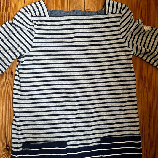 Joules nautical gray blue striped quarter sleeve midi dress SIZE 6