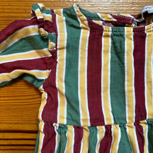 Ruffle Butts holiday red green striped long sleeve winter one piece SIZE 3-6M