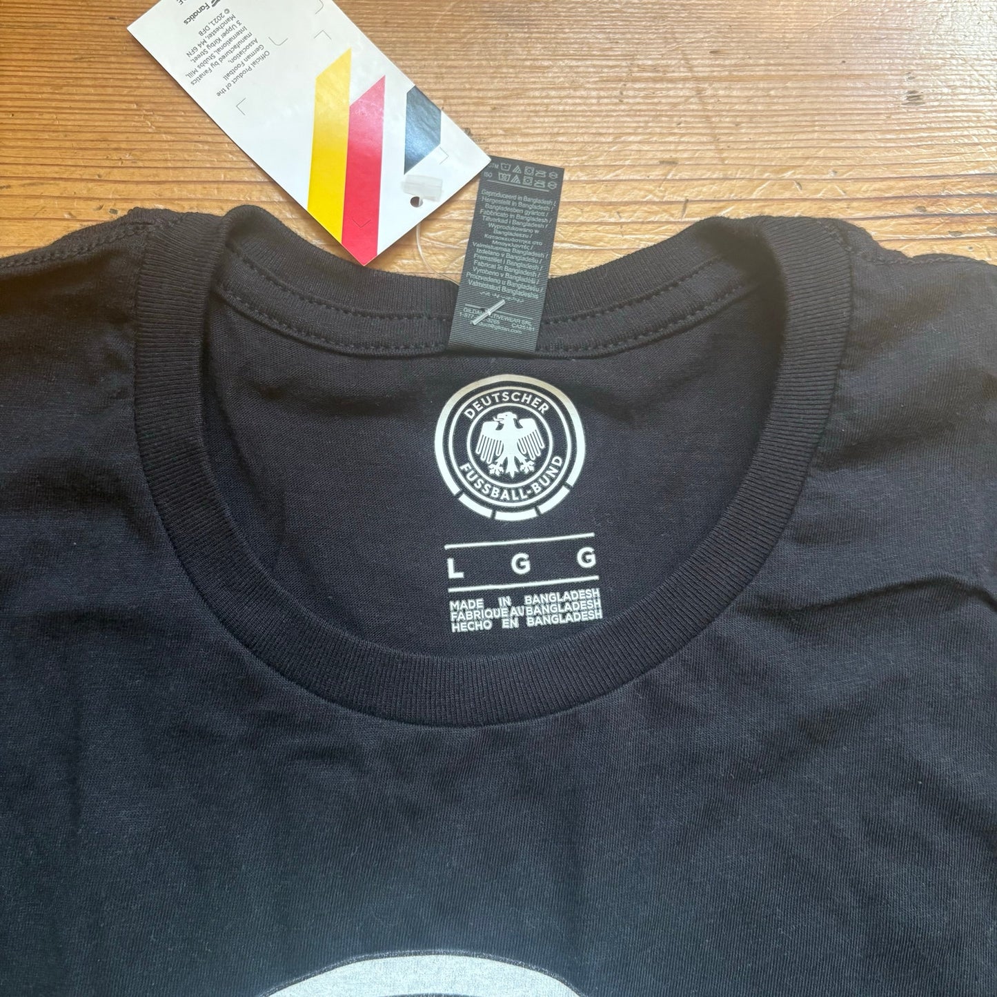DFB black Germany National Team ripple graphic short sleeve mens shirt SIZE L