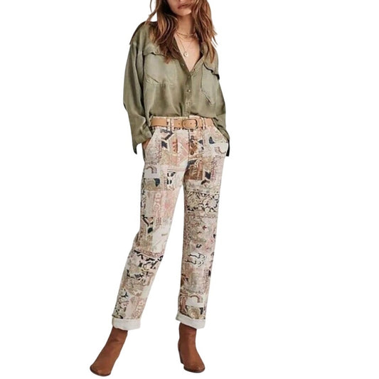 Anthropologie pink beige Wanderer high rise relaxed straight leg jeans SIZE 28