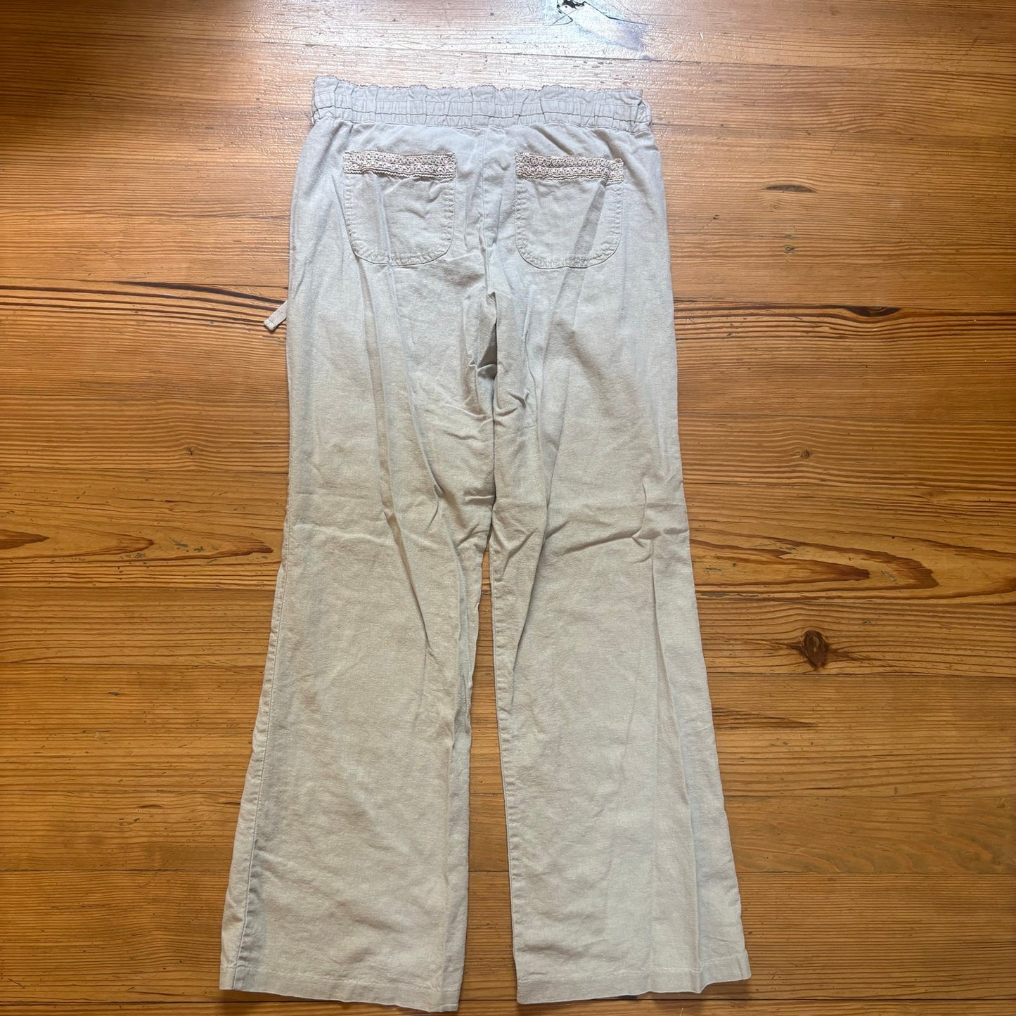 Jolt beige y2k linen wide leg drawstring lace accents pants SIZE 5