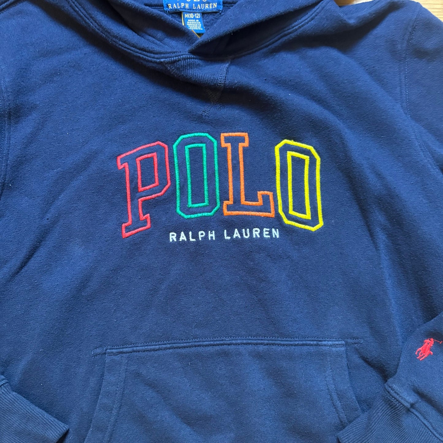 Polo Ralph Lauren navy Polo lettering pullover hoodie sweatshirt SIZE M