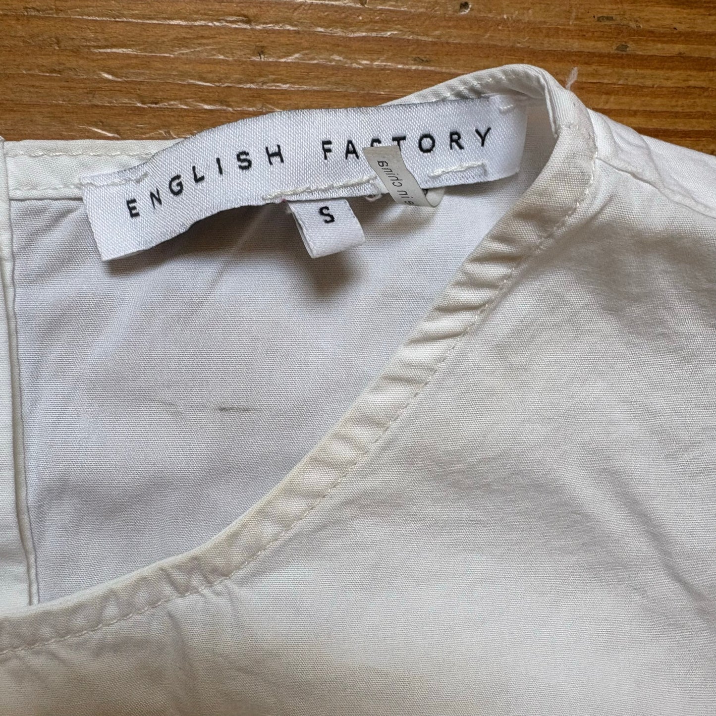 English Factory white long sleeve eyelet cotton blouse SIZE S