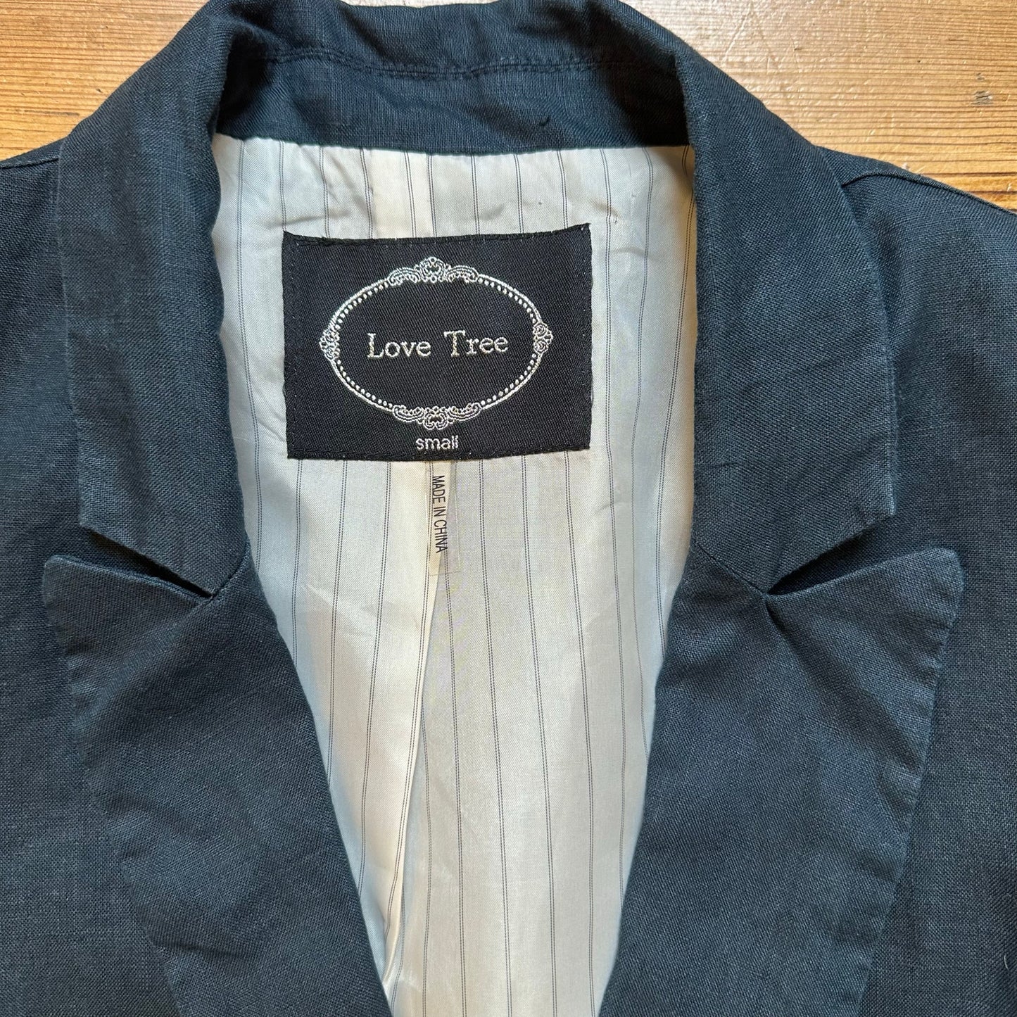 Love Tree navy blue linen button blazer SIZE S