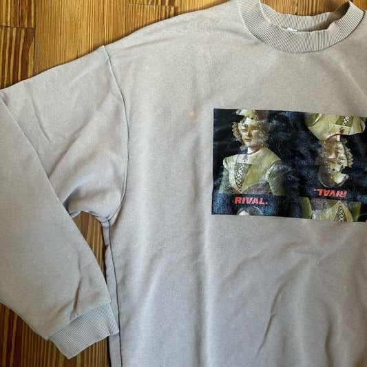 Collusion graphic Rival tan crewneck sweater SIZE 4/S