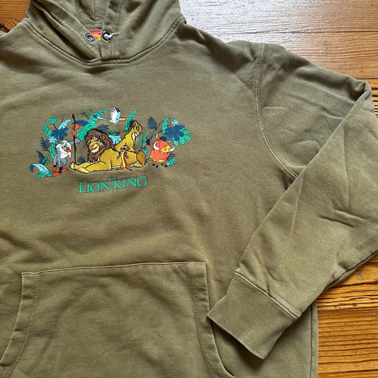 Disney The Lion King olive green embroidered character hoodie sweatshirt SIZE M