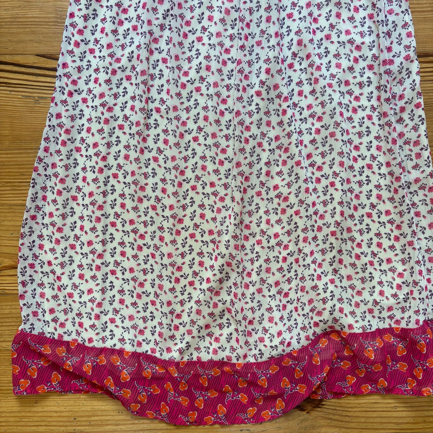 Old Navy 90s pink purple floral tassel halter knee midi dress SIZE M
