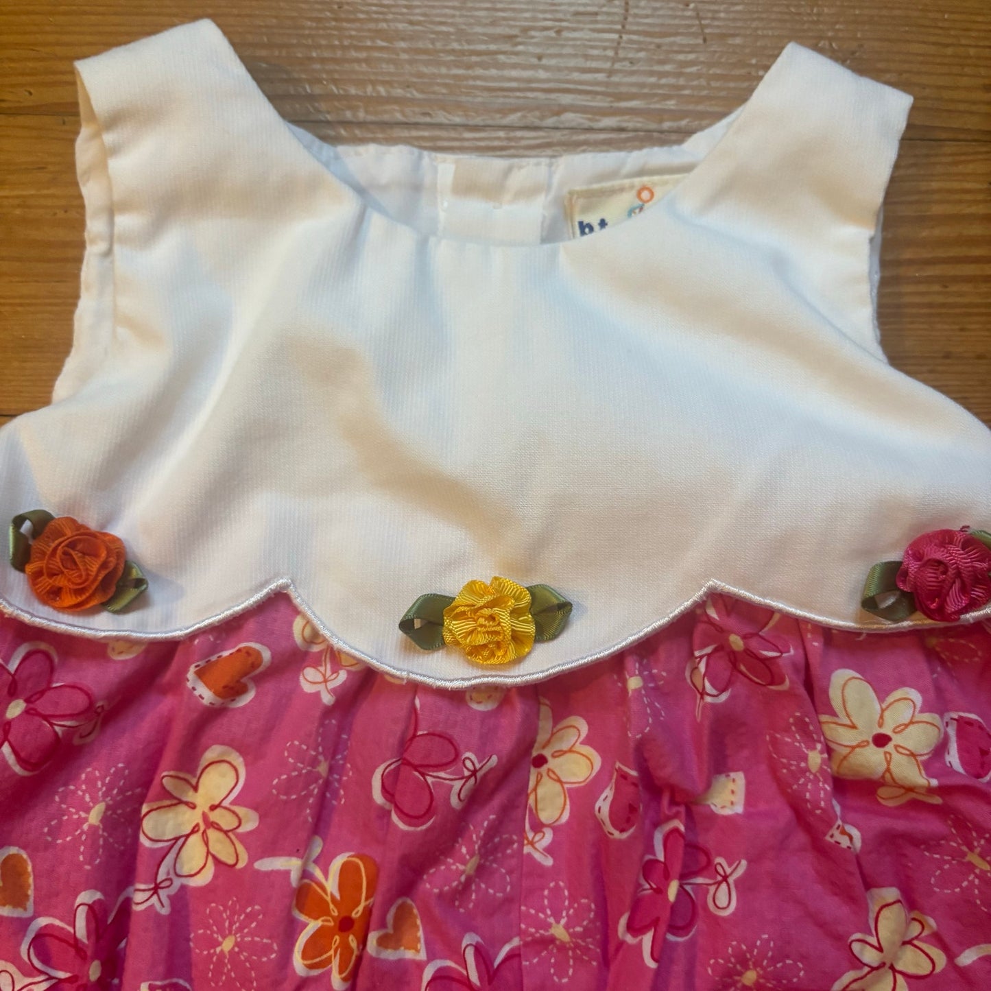 B.T. Kids 90s pink white floral sleeveless bubble one piece SIZE 24M