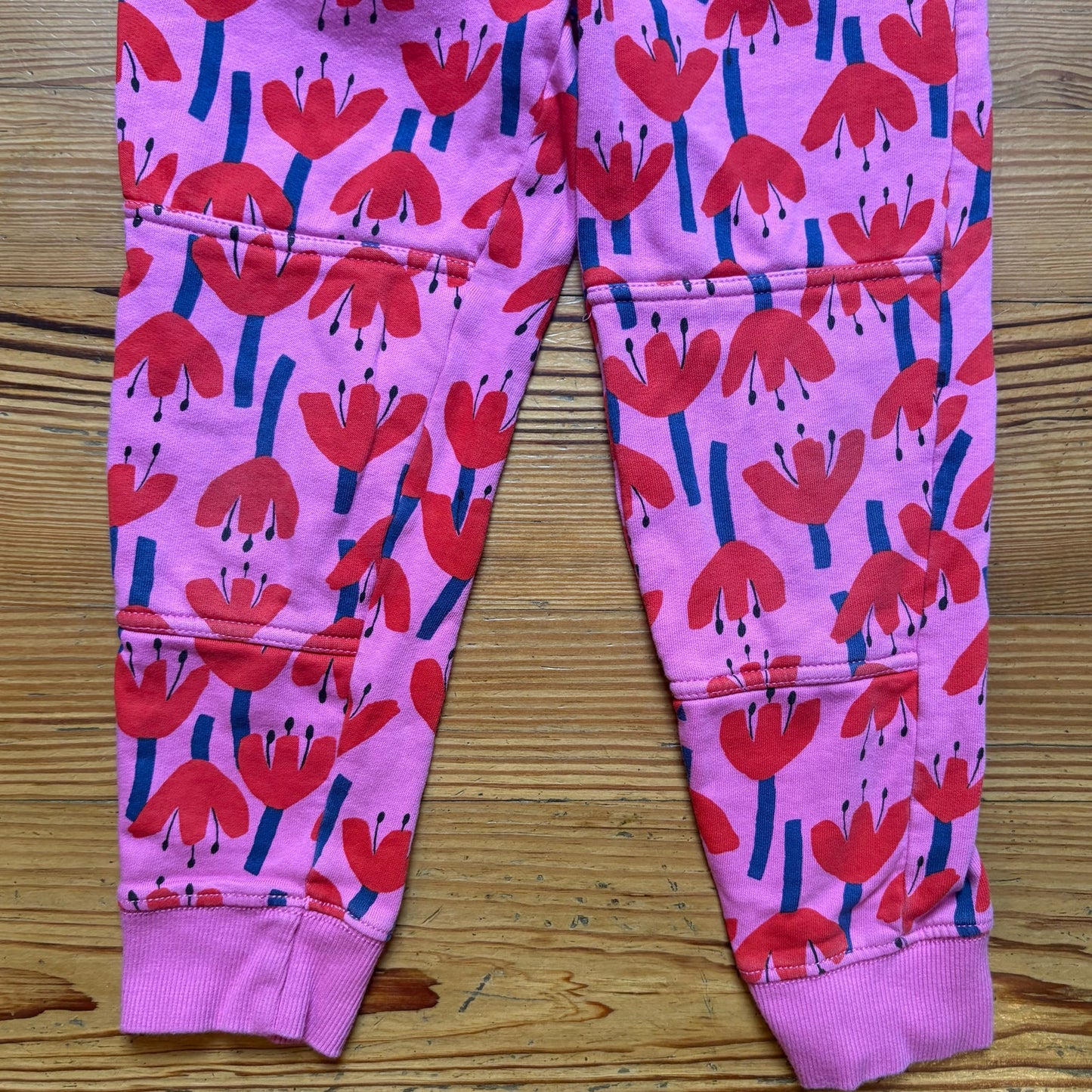 Hanna Andersson pink red tulip floral drawstring girls sweatpants SIZE 6