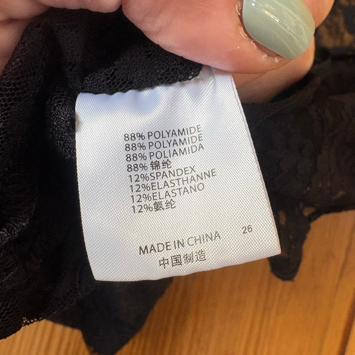 Brandy Melville black lace sheer babydoll ribbon bow tank SIZE OS