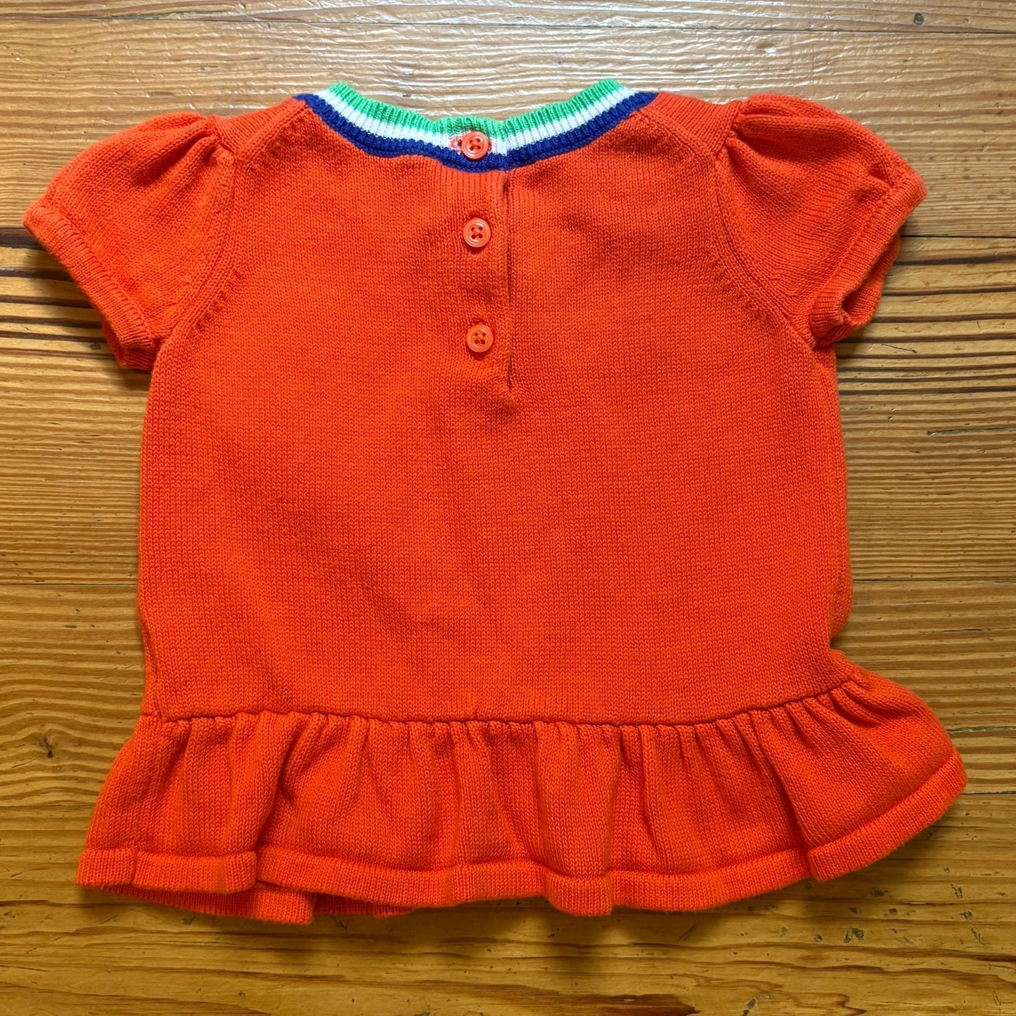 Janie and Jack orange short sleeve varsity tennis ruffle shirt SIZE 12-18M