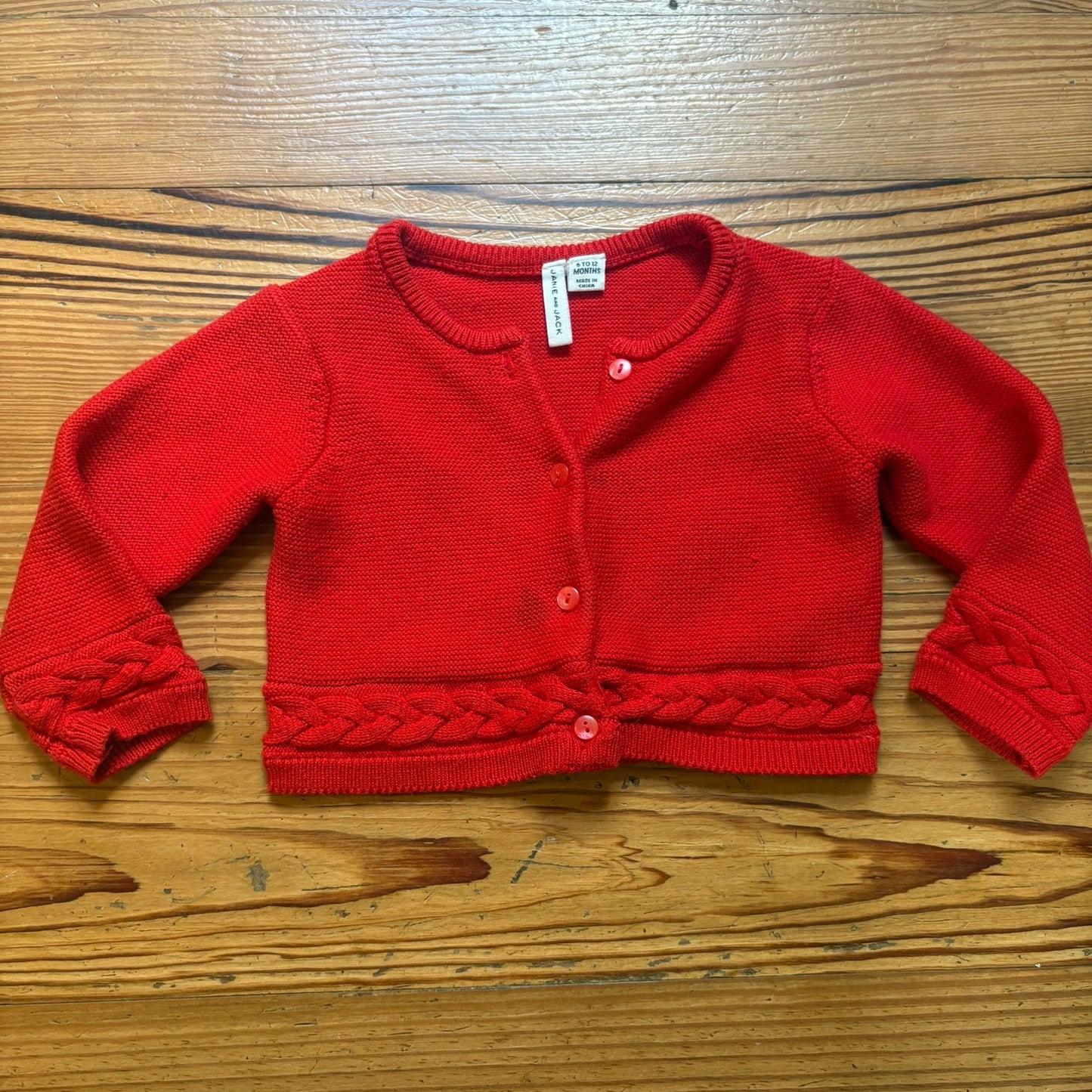 Janie and Jack red knit button up baby cardigan sweater SIZE 6-12
