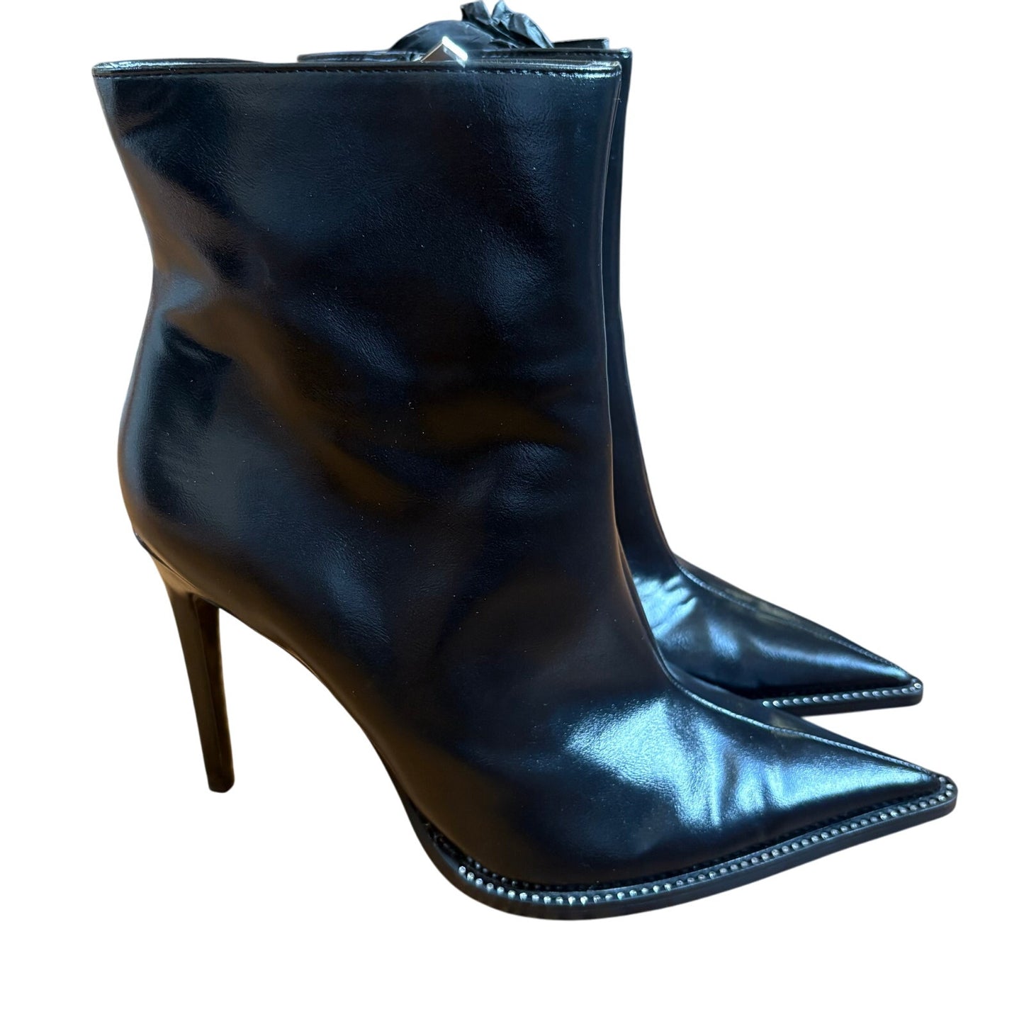 NWT ZARA black pointed toe stiletto jeweled sole heeled booties SIZE 10