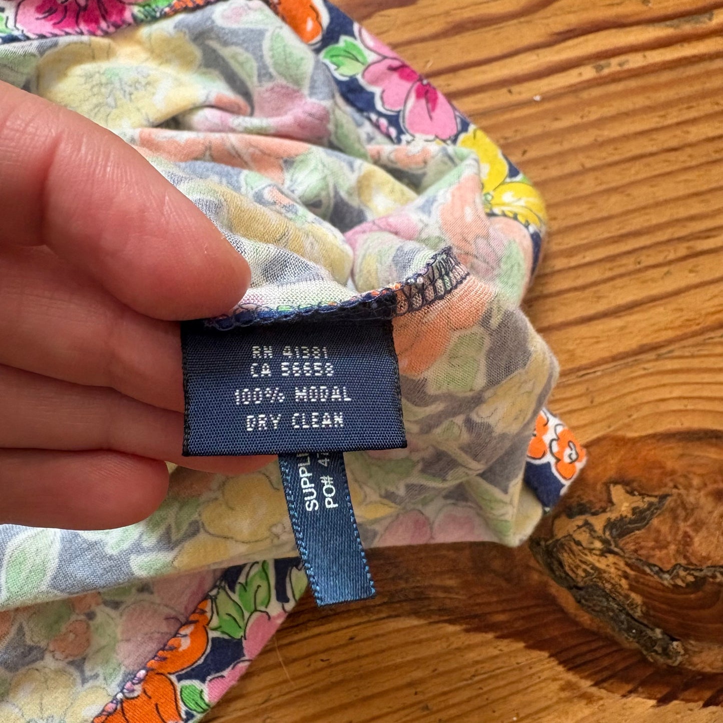 Ralph Lauren blue pink floral short sleeve modal dress SIZE S