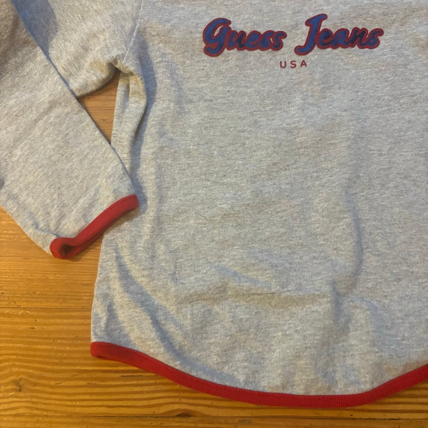 Guess Jeans 90s gray long sleeve embroidered lettering girls shirt SIZE 6
