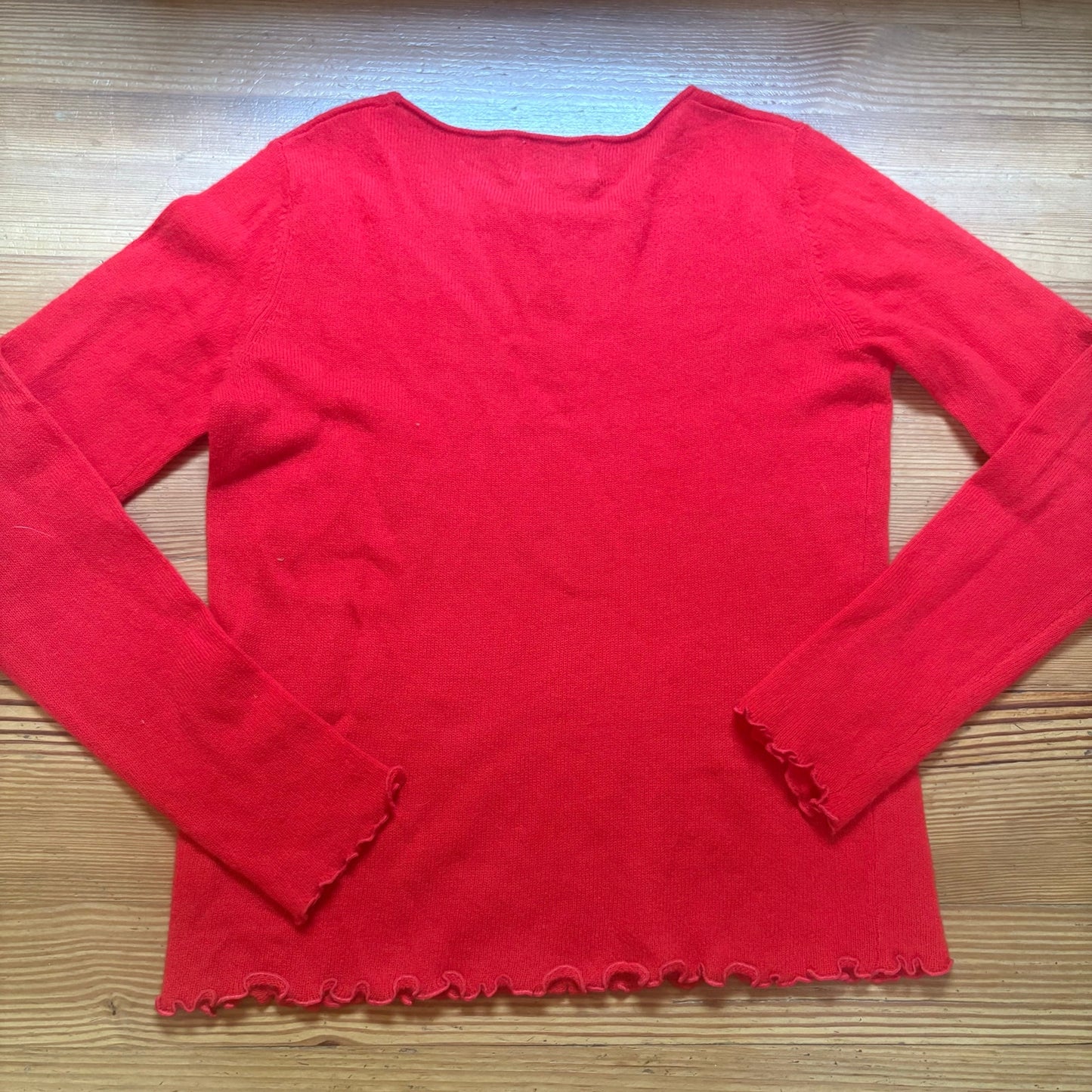Belle France red cashmere boat neck pullover sweater SIZE M