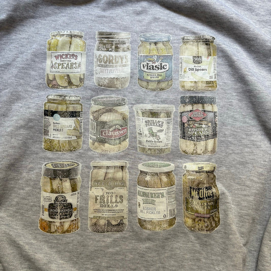 Shein light gray pickle jars graphic crew womens sweatshirt SIZE L