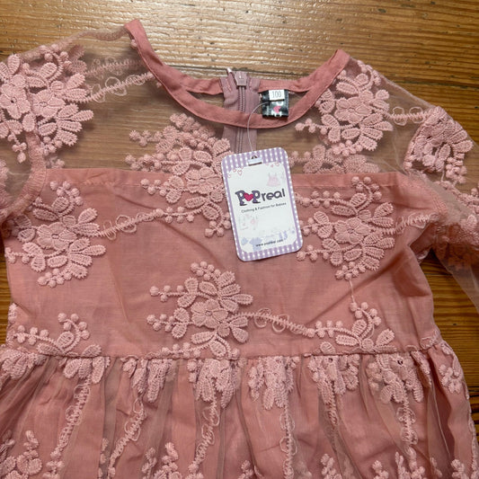 NWT Popreal blush pink lace long sleeve toddler dress SIZE 3T