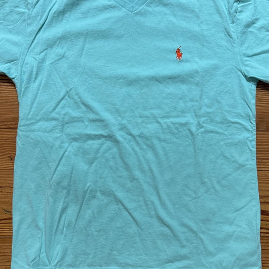 Polo Ralph Lauren light green v neck short sleeve cotton womens shirt SIZE S