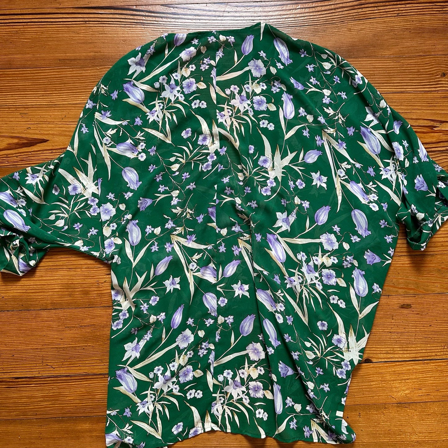 Shein green floral sheer open front coverup SIZE XL