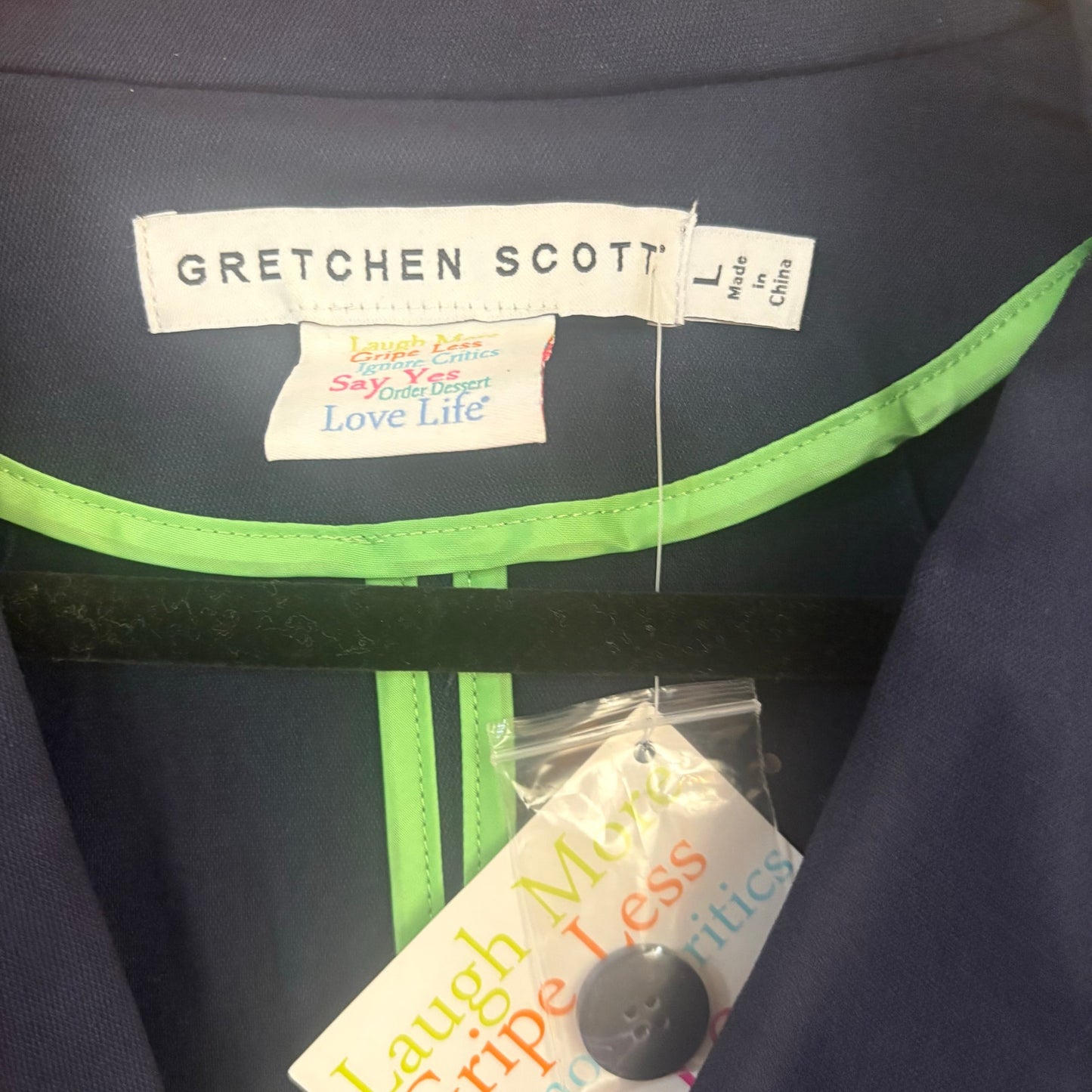 NWT Gretchen Scott Banker's dark navy blue sleeveless long vest SIZE L