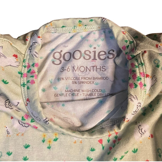 Goosies light green bamboo chicken short sleeve ruffle snap bubble SIZE 3-6M