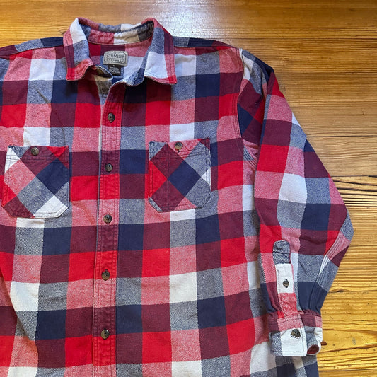 C.E. Schmidt Workwear red blue heavy cotton button up collar shirt SIZE XL