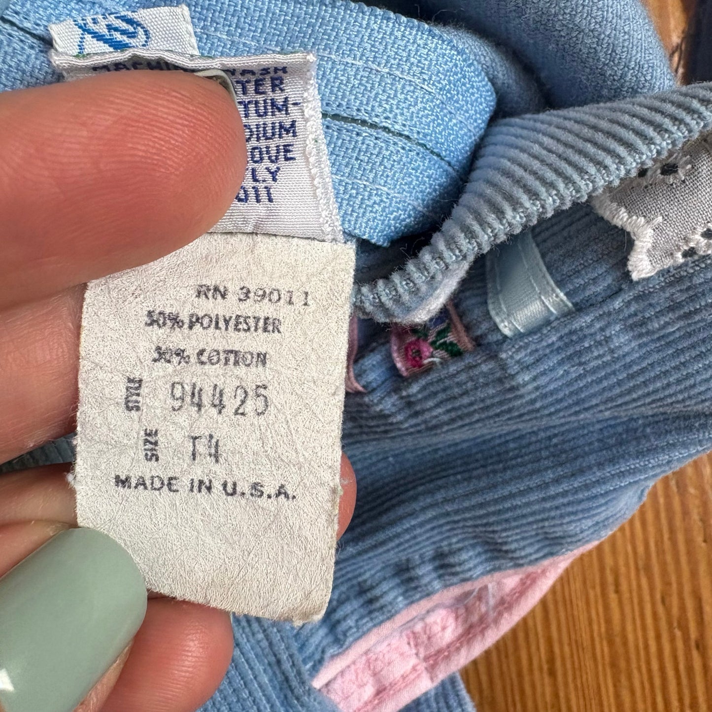 Saks Fifth Avenue vintage light blue lace ribbon apron overall dress SIZE 4T