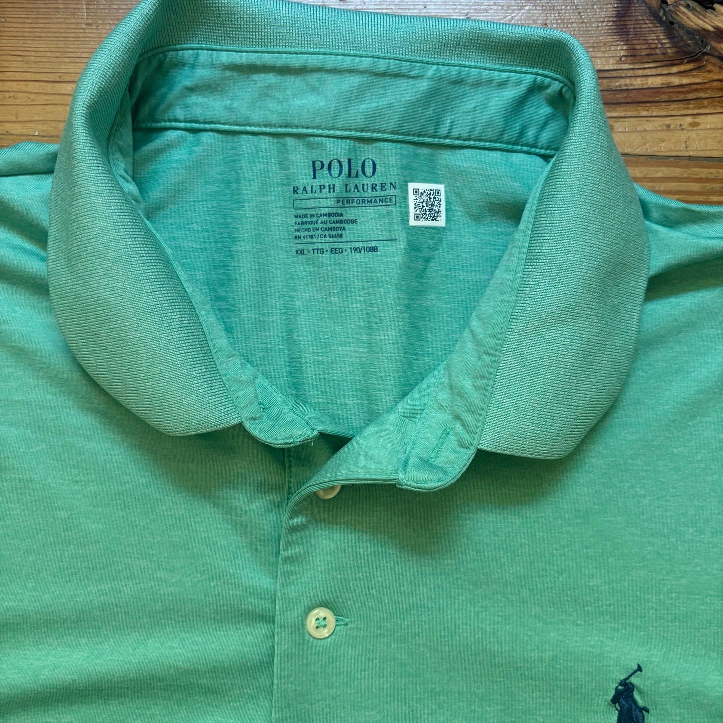Polo Ralph Lauren green performance short sleeve mens polo shirt SIZE XXL