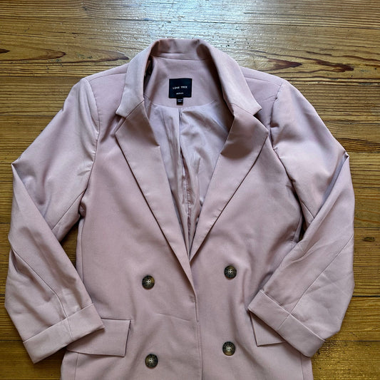 Love Tree pastel pink open double breasted blazer SIZE M