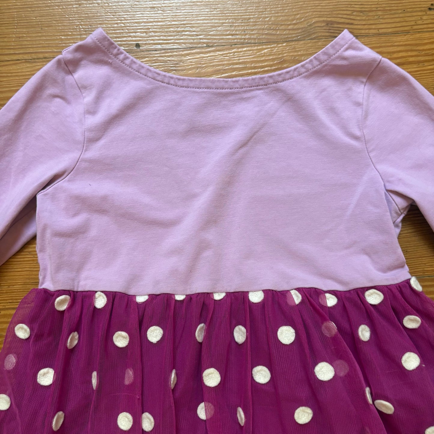 Hanna Andersson purple white polka dot long sleeve tutu dress SIZE 6