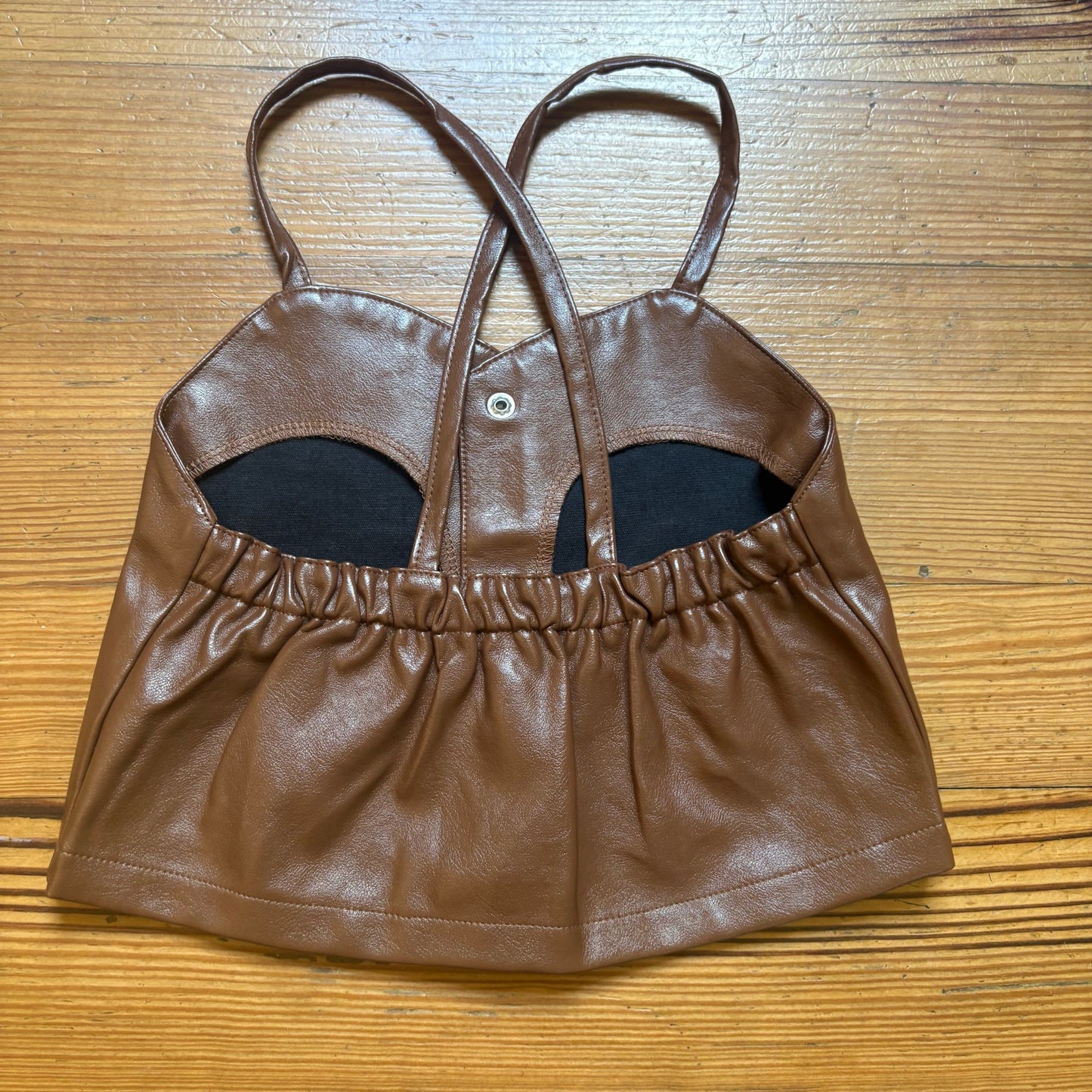 Shein dark brown faux leather tank skirt girls set SIZE 6