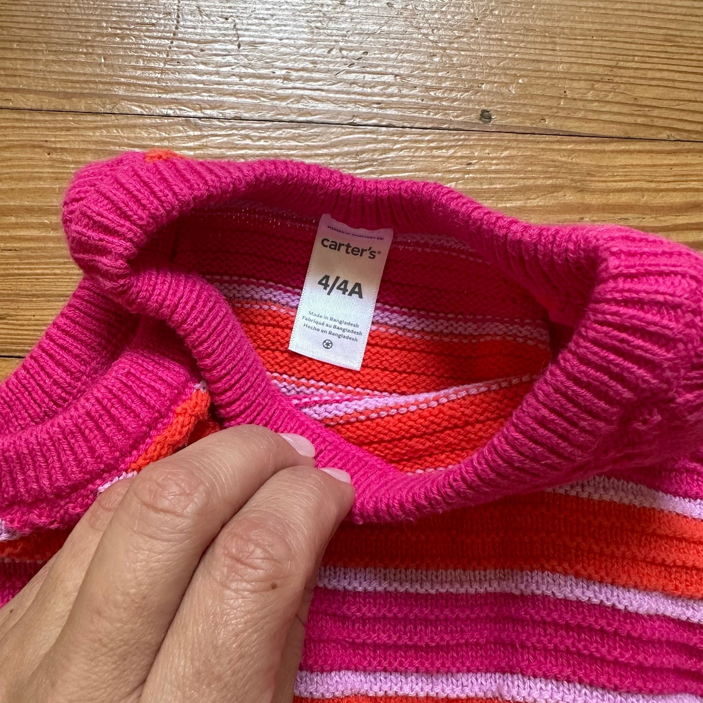 Carter's pink orange striped knit tank dress SIZE 4
