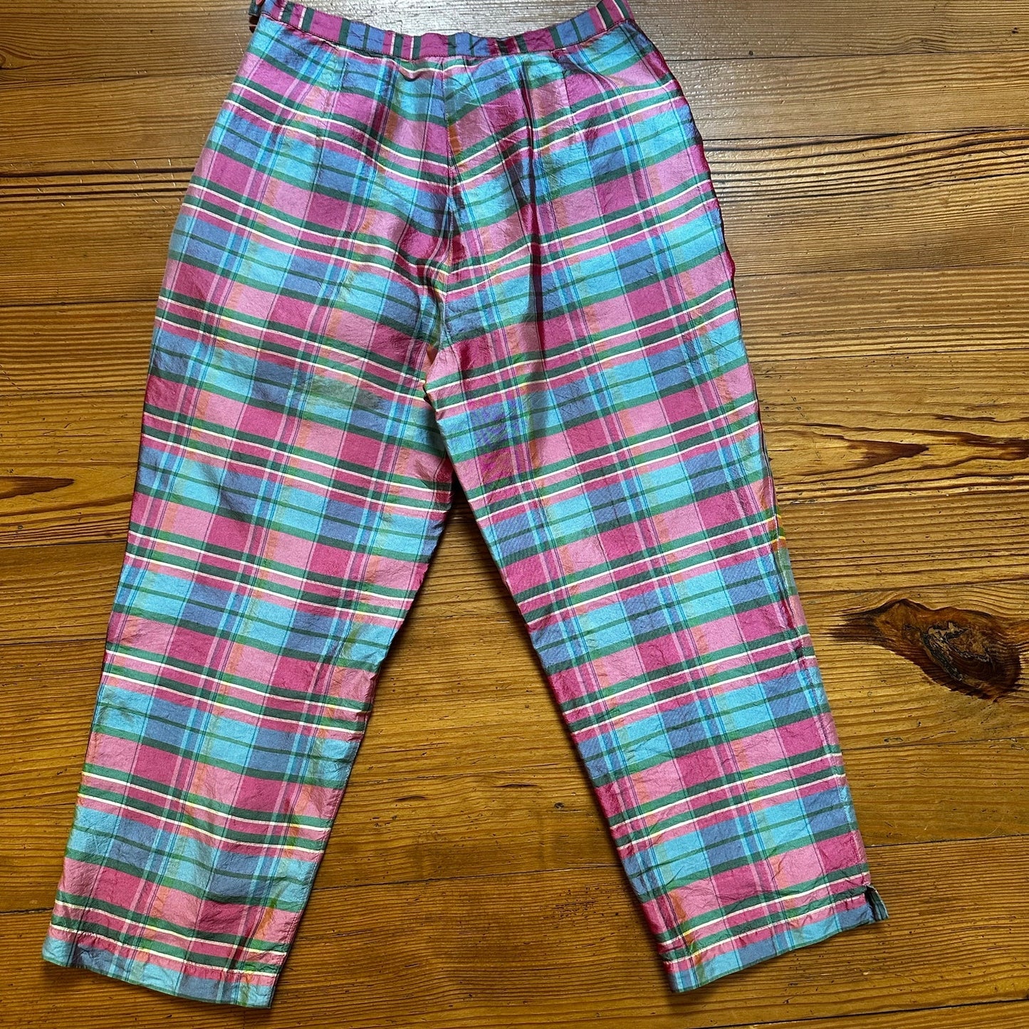 Silkland pink light blue pastel silk cropped pants SIZE 6