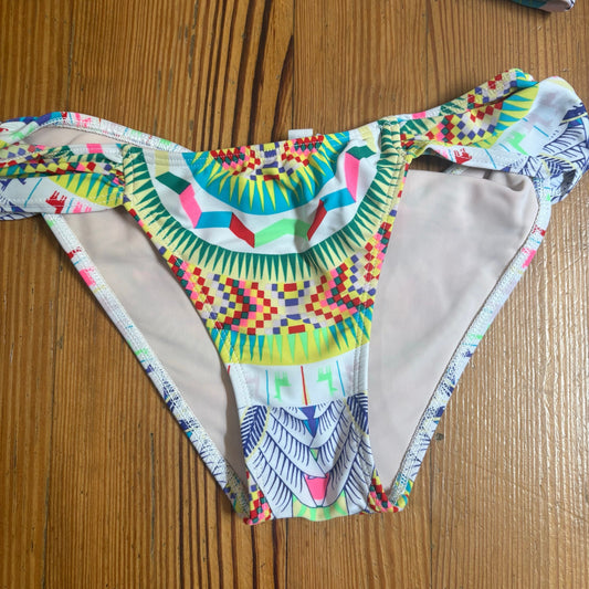 Mara Hoffman colorful strapless bandeau scalloped bikini swimsuit SIZE M