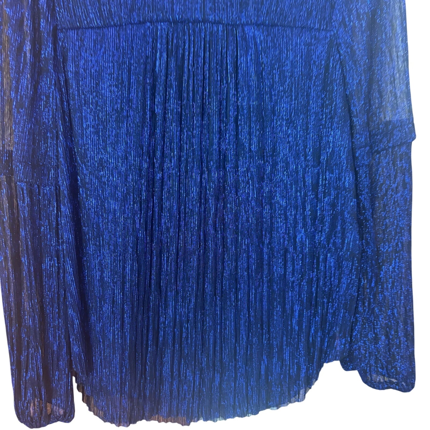 Anthropologie Moulinette Soeurs blue ruffle metallic long sleeve blouse SIZE S