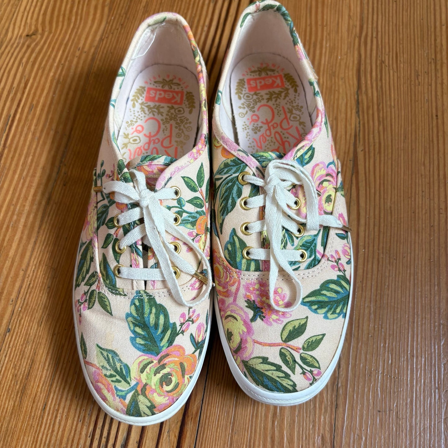 Keds x Rifle Paper Co. pink green floral low top lace womens sneakers SIZE 7