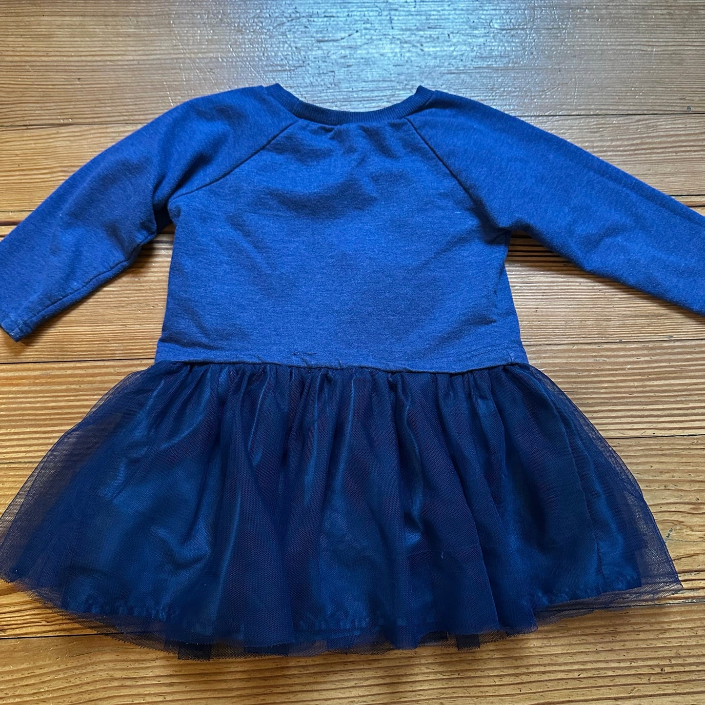 Disney Frozen graphic navy blue long sleeve tulle bottom dress SIZE 2T