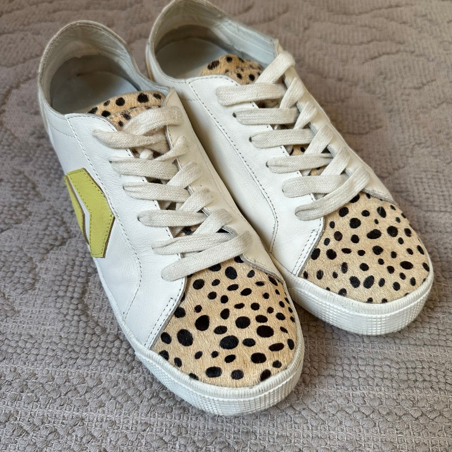 Dolce Vita Zaga mixed media white leather low top sneakers SIZE 7.5