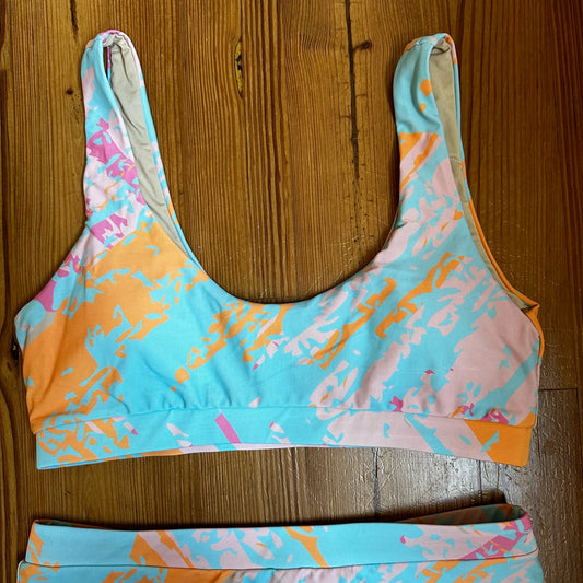 Palms Away pastel high waisted two piece SIZE L