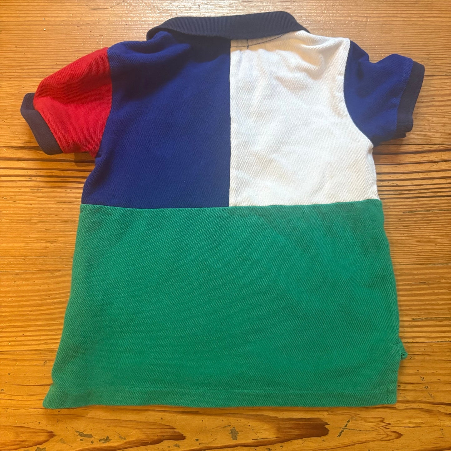 Polo Ralph Lauren green blue color block short sleeve toddler polo shirt SIZE 2T