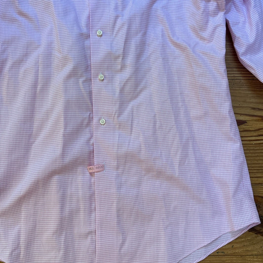 Brooks Brothers Regent pink white checkered mens button dress shirt SIZE 15.5