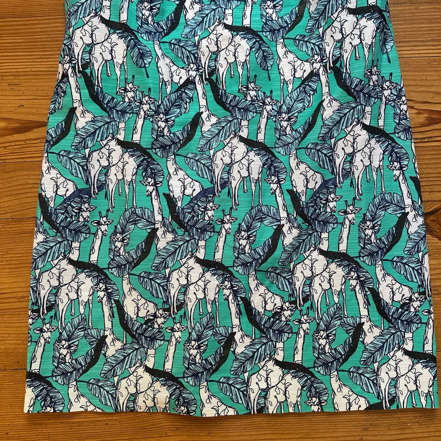 Talbots teal blue giraffe pattern sleeveless shift dress SIZE 12P