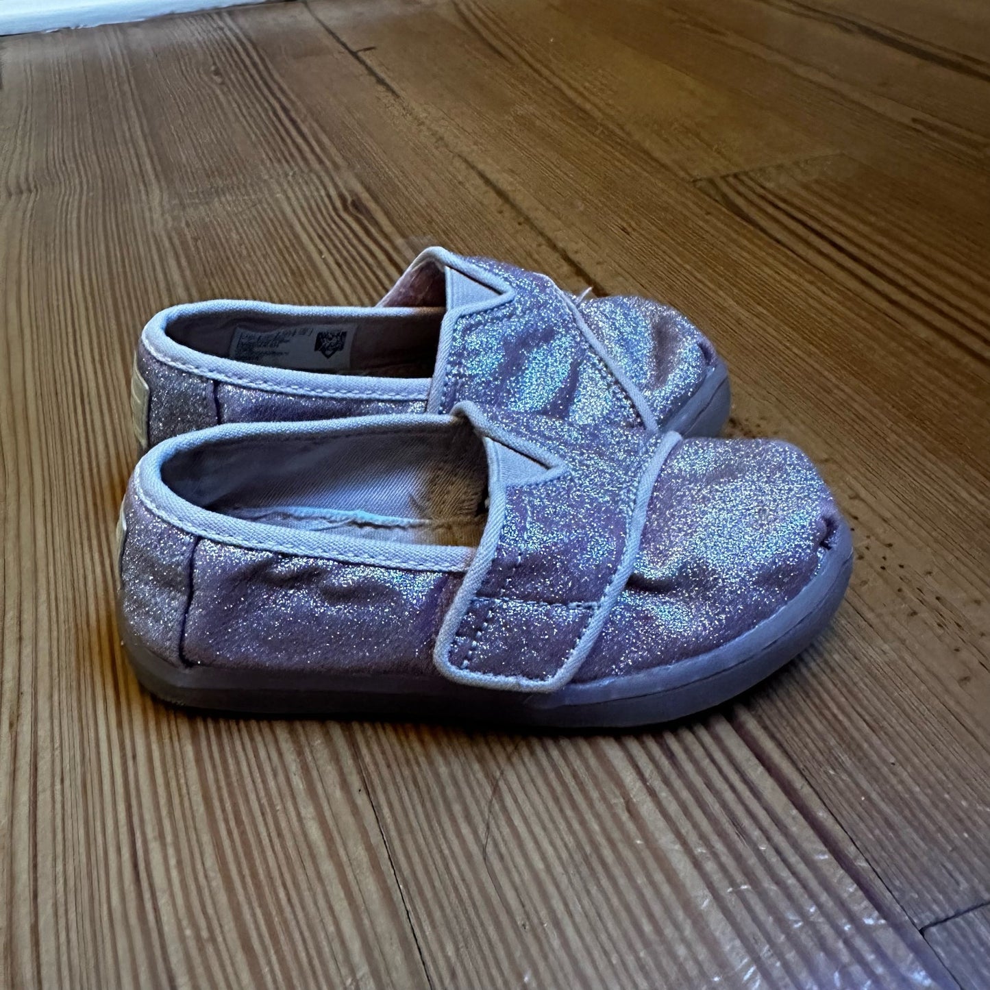 Toms pink glitter slip on shoes SIZE 7
