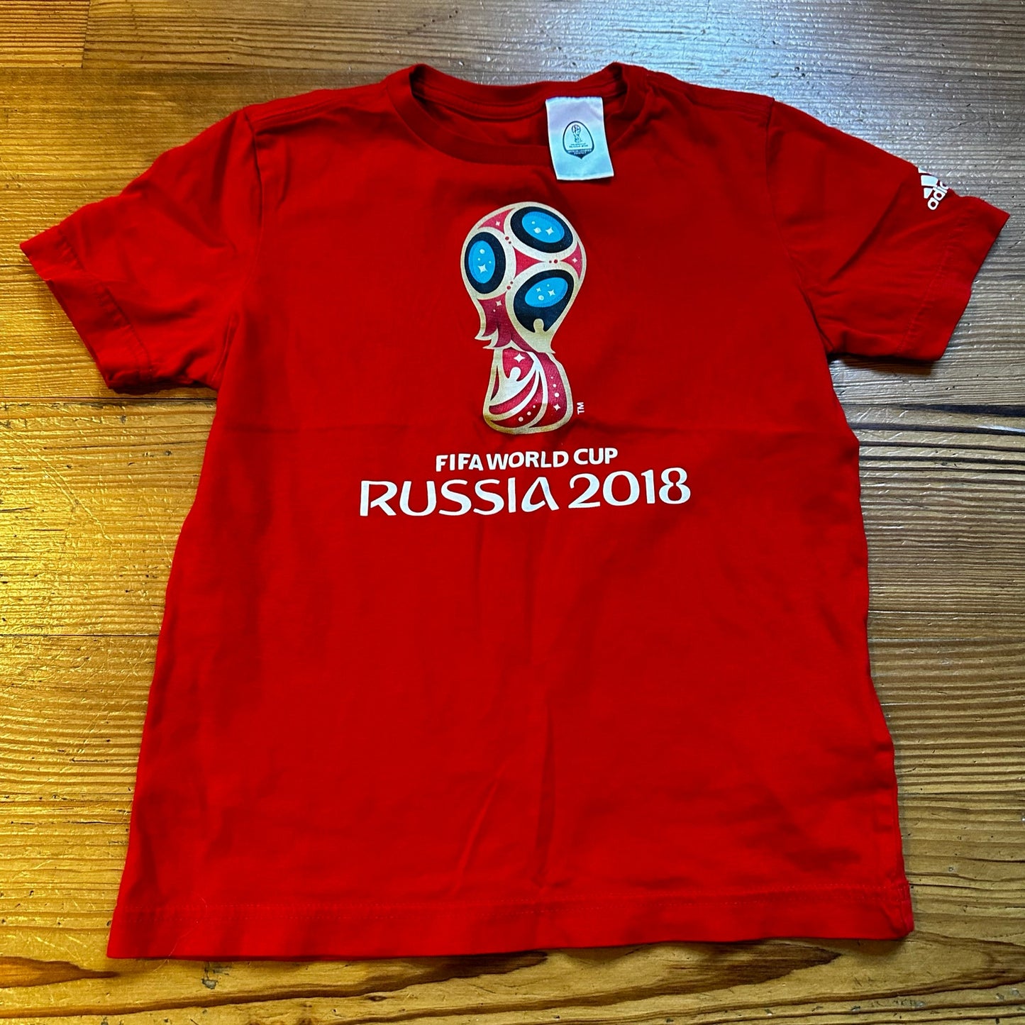 Adidas red Fifa World Cup Russia 2018 kids short sleeve shirt SIZE 6