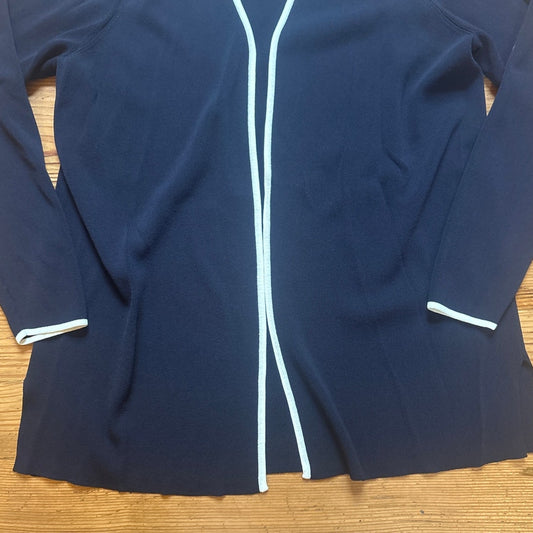 Dialogue black white trim open classic cardigan SIZE M