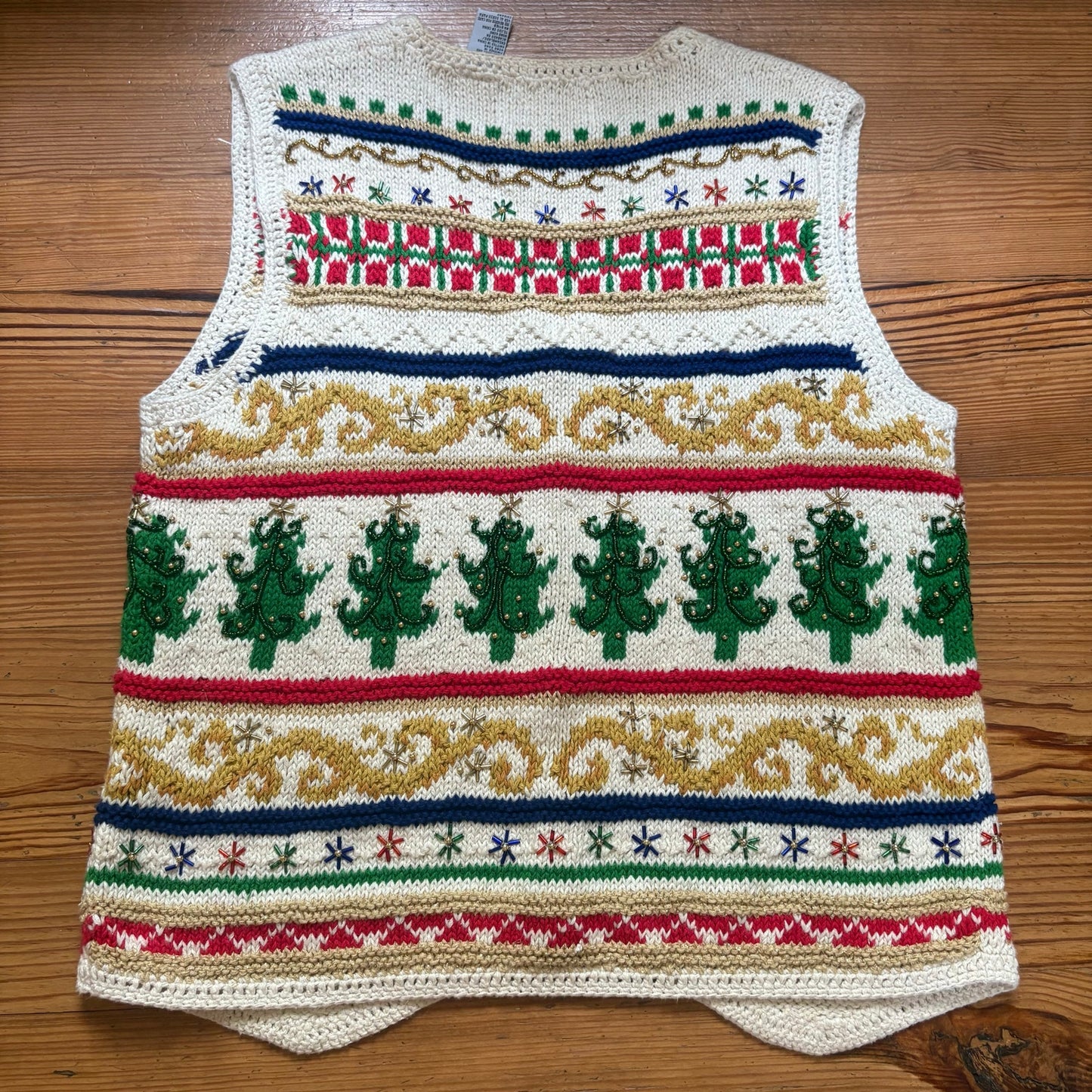 N.E.K. vintage Christmas holiday knit beaded womens vest SIZE L